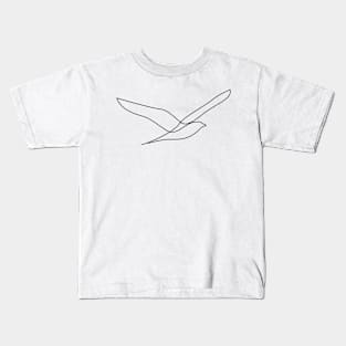 Freedom - single line seagull art Kids T-Shirt